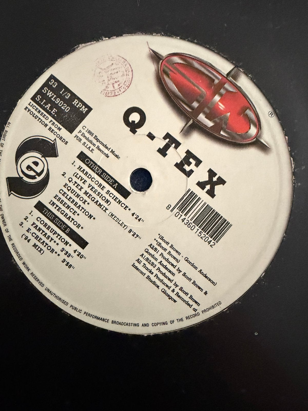 Gabber Vinyl Q-Tex Scott Brown 1995, Ophalen of Verzenden, Gebruikt