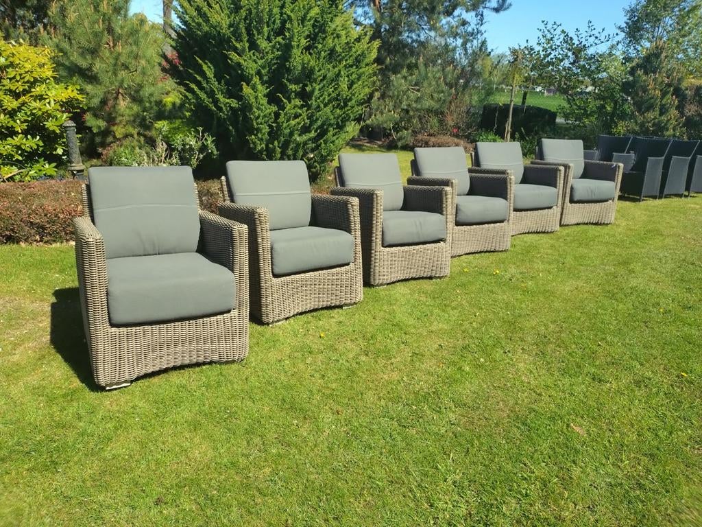 Set van 6 mooie 4 Seasons wicker tuinstoelen, Ophalen, Gebruikt, Kunststof