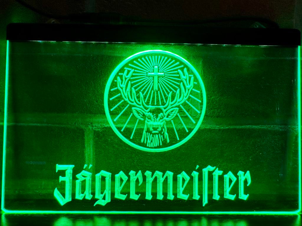 Led lichtbord JAGERMEISTER 3d neon look, Verzamelen, Ophalen of Verzenden, Nieuw, Lichtbak of (neon) lamp
