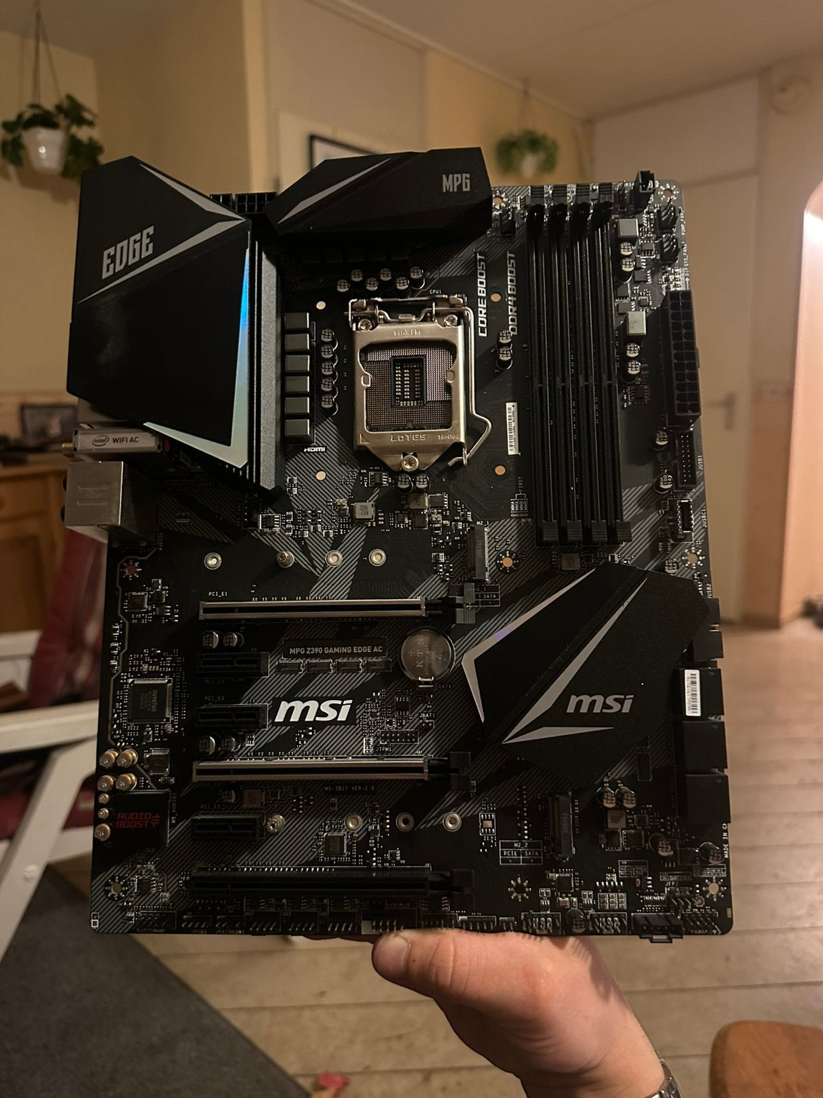 MSI MPG Z390 Gaming Edge AC Moederbord, Ophalen of Verzenden, Gebruikt, Intel, DDR4