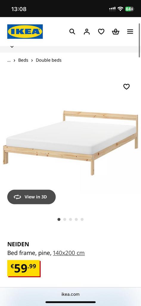 Ikea bed, Huis en Inrichting, Slaapkamer | Bedden, Ophalen, Wit, Tweepersoons, 140 cm