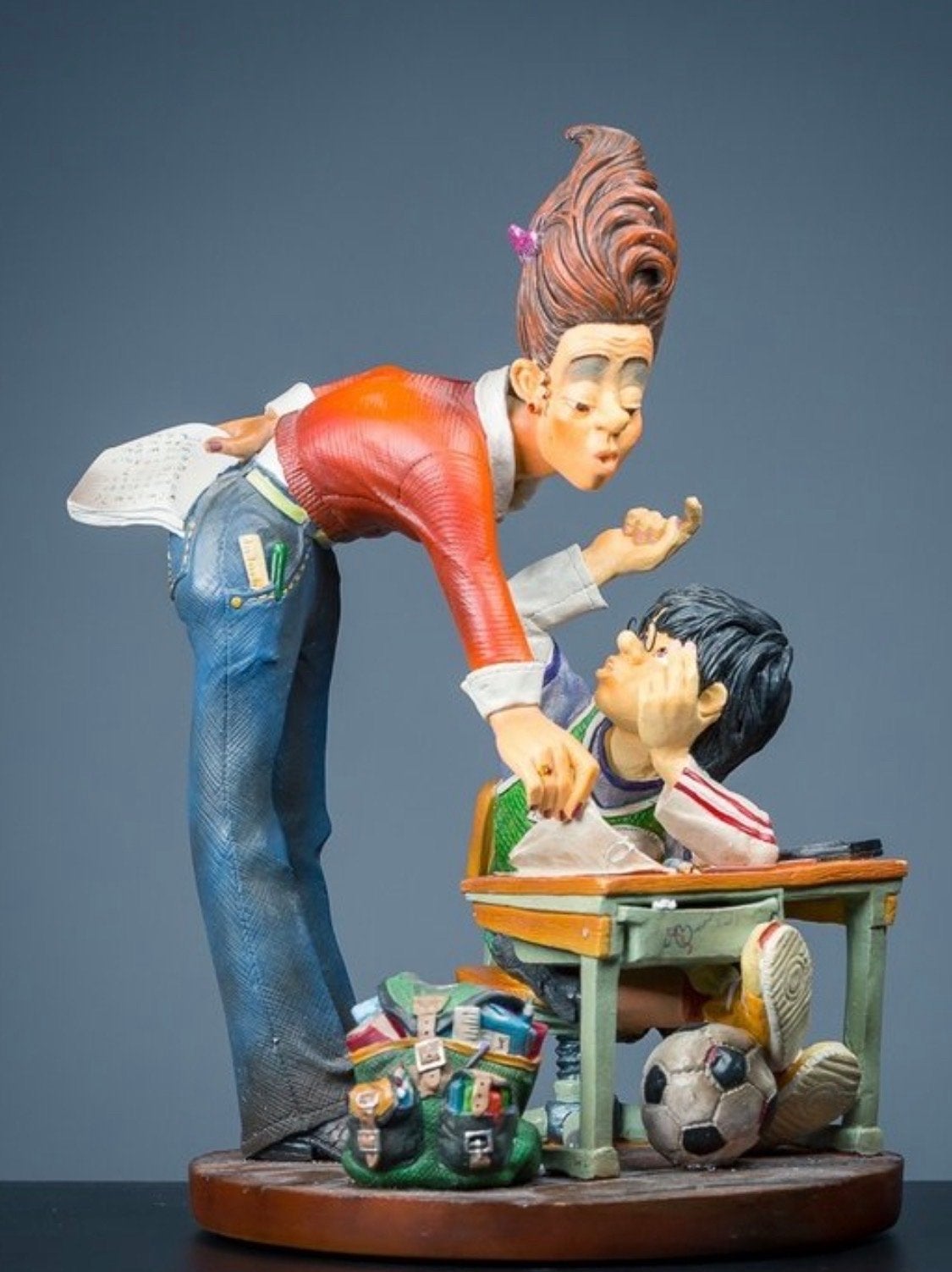 Set van 3 humoristische beelden van beroepen, Ophalen, Groep mensen, 20 - 50 cm, Beeld