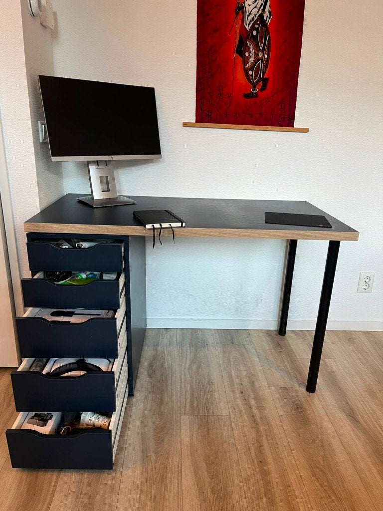 IKEA Desk with Alex Drawers – Adjustable 120 - 150 cm Length, Hout, Demontabel, Ophalen of Verzenden, Zo goed als nieuw