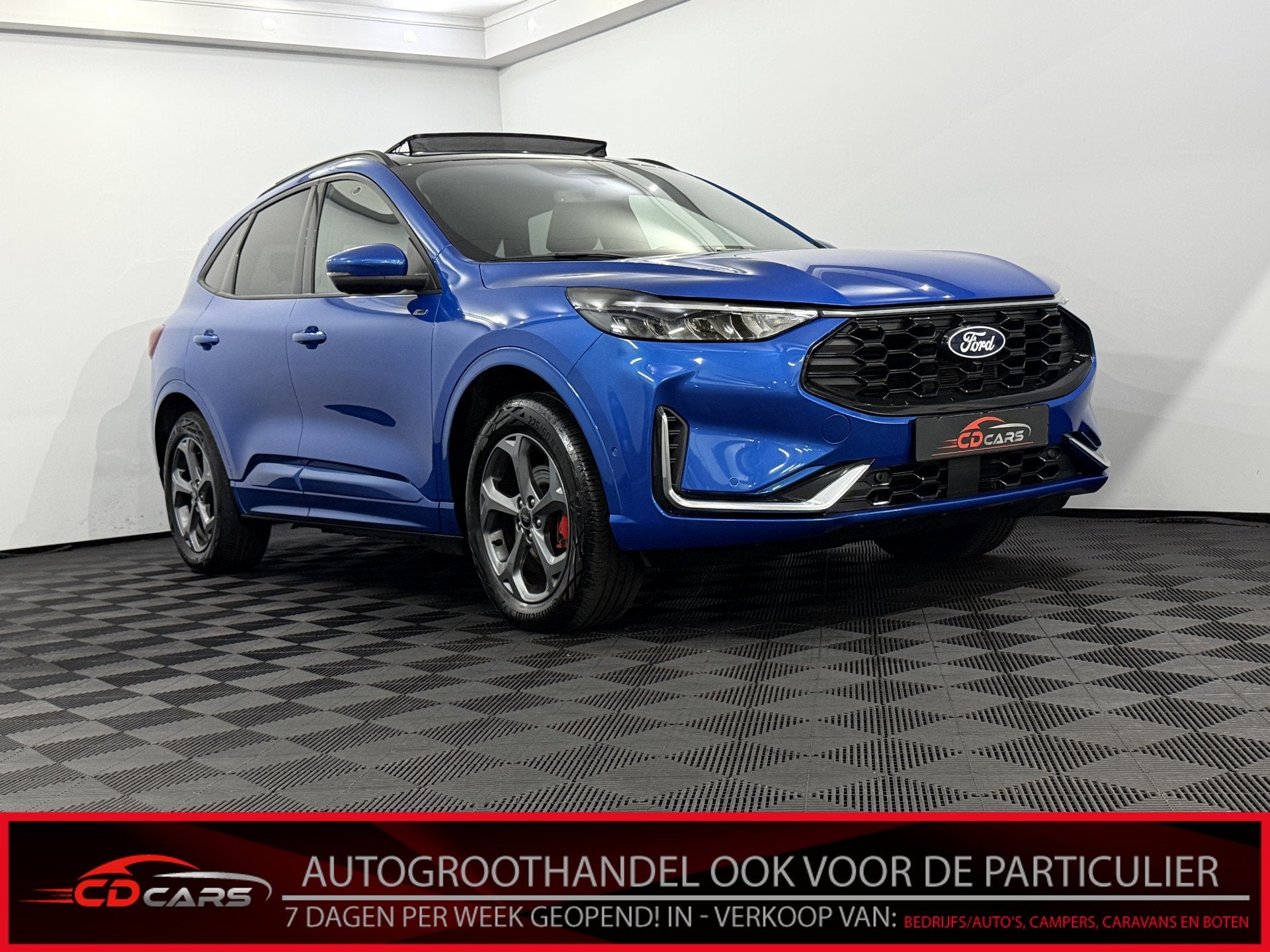 Ford Kuga 2.5 PHEV ST-Line X Panoramadak, Camera, Navi, Wint, Gebruikt, 4 cilinders, Blauw, Leder en Stof