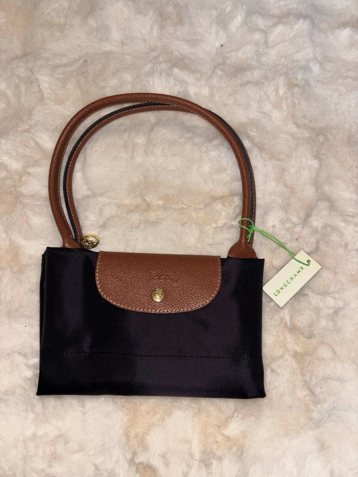 Nieuwe Longchamp Le Pliage Mini Handtas Zwart/Bruin, Ophalen of Verzenden, Nieuw, Zwart, Handtas