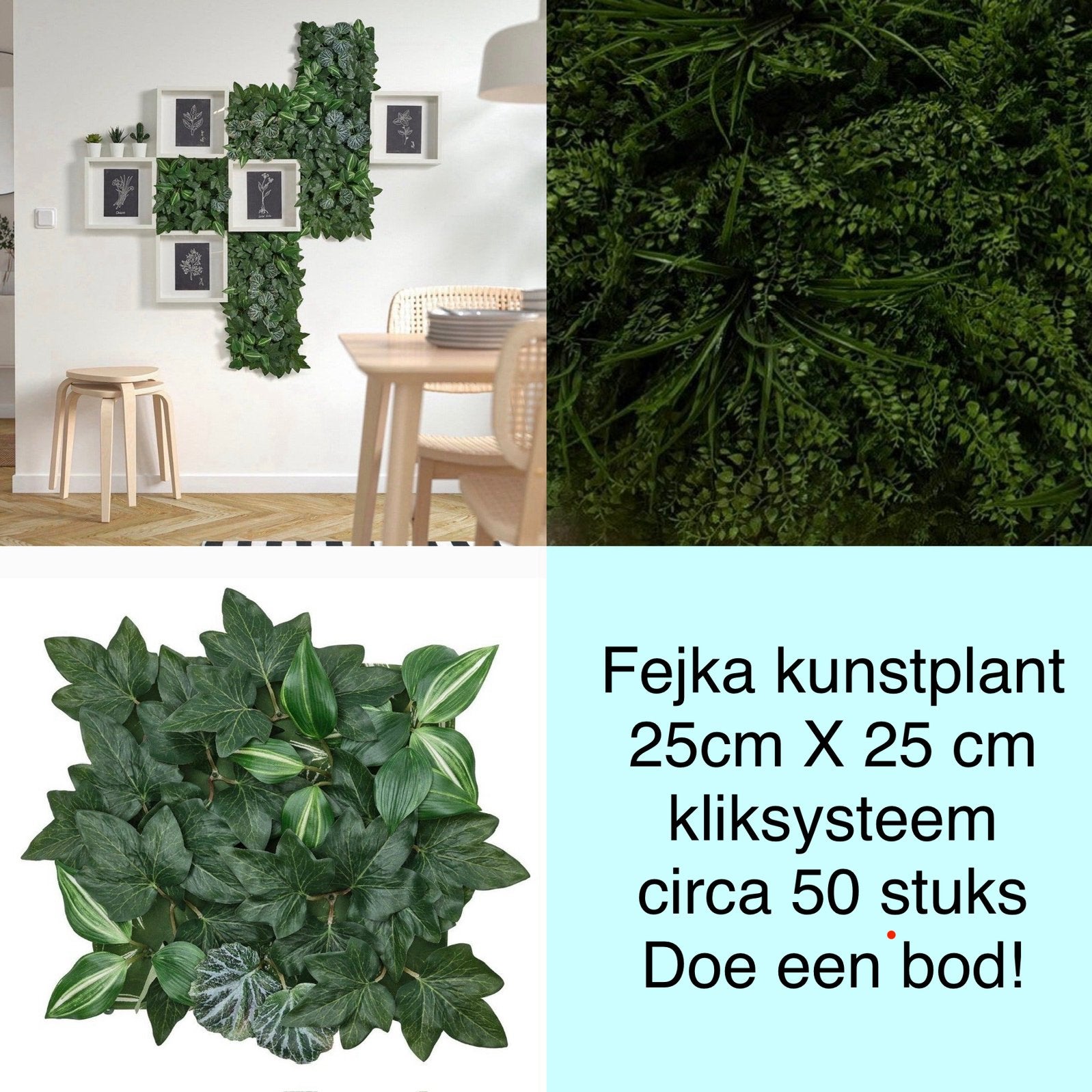 DOE EEN BOD! FEJKA Kunstplant, 25x25 cm, circa 50 stuks, Binnen, Groen, Kunstplant, Nieuw
