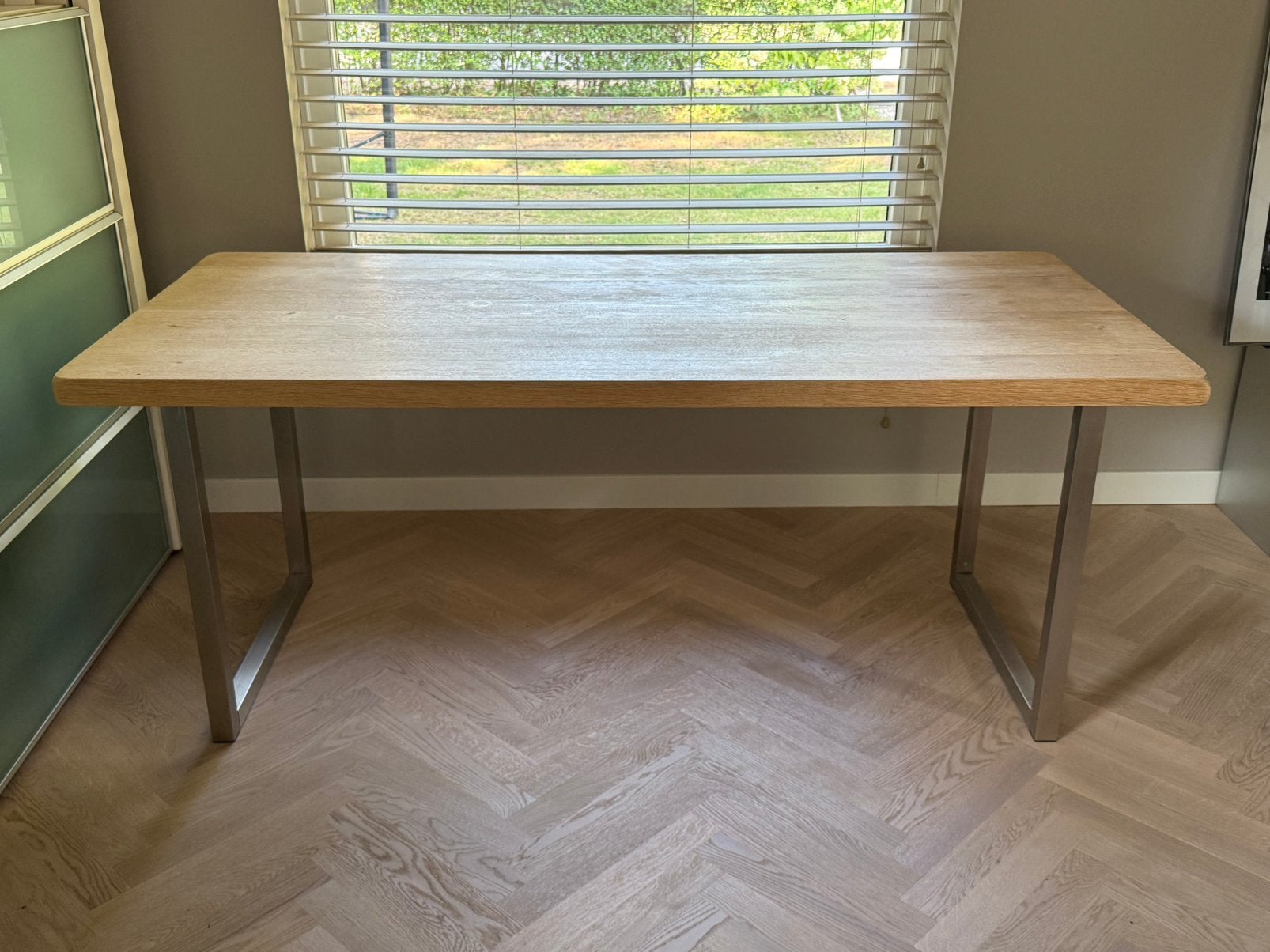 Eikenhouten eettafel 180x83cm blank hout, Ophalen, Gebruikt, Eikenhout, 50 tot 100 cm
