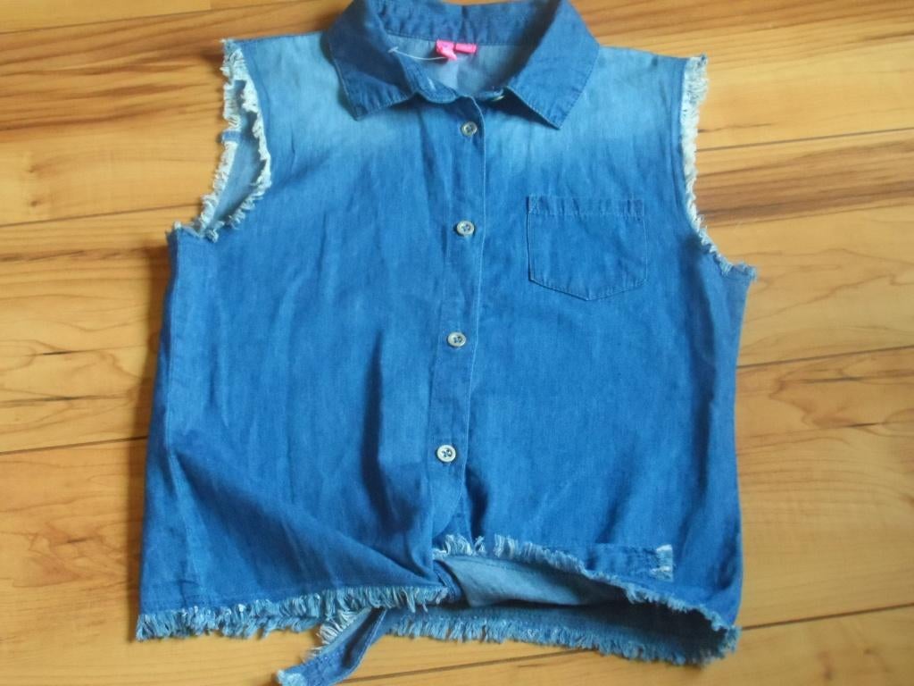 Trendy Denim blouse, Ophalen of Verzenden, Nieuw, Meisje, Overhemd of Blouse