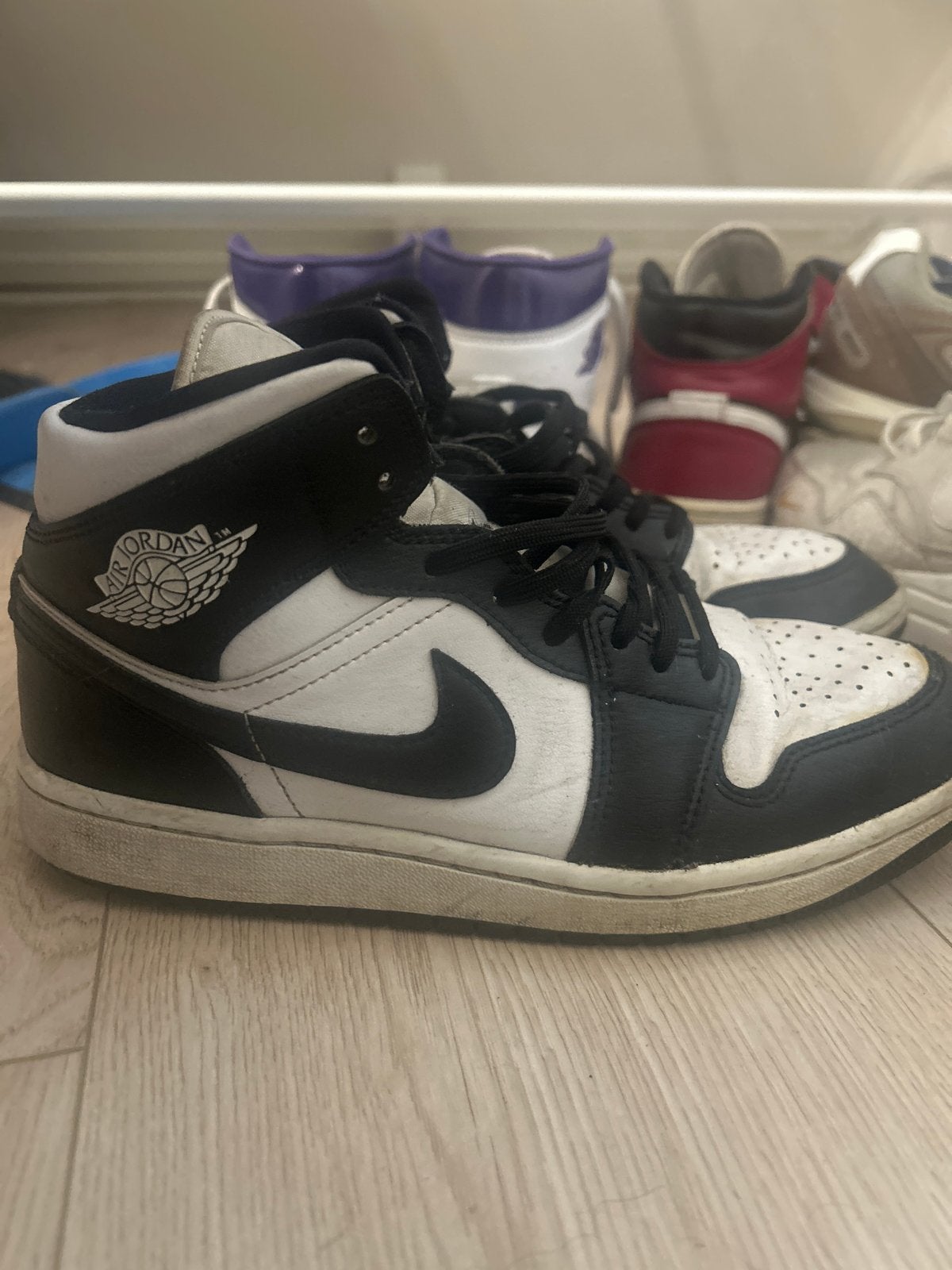 Nike Air Jordan 1 Mid - Zwart/Wit maat 40, Ophalen of Verzenden, Gedragen, Zwart, Sneakers of Gympen