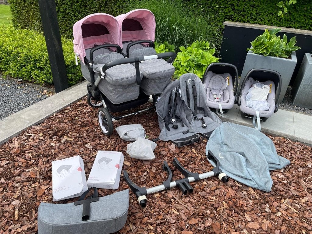 bugaboo donkey3 twin compleet + autostoelen en nieuwe kappen, Ophalen, Bugaboo, Zo goed als nieuw, Combiwagen