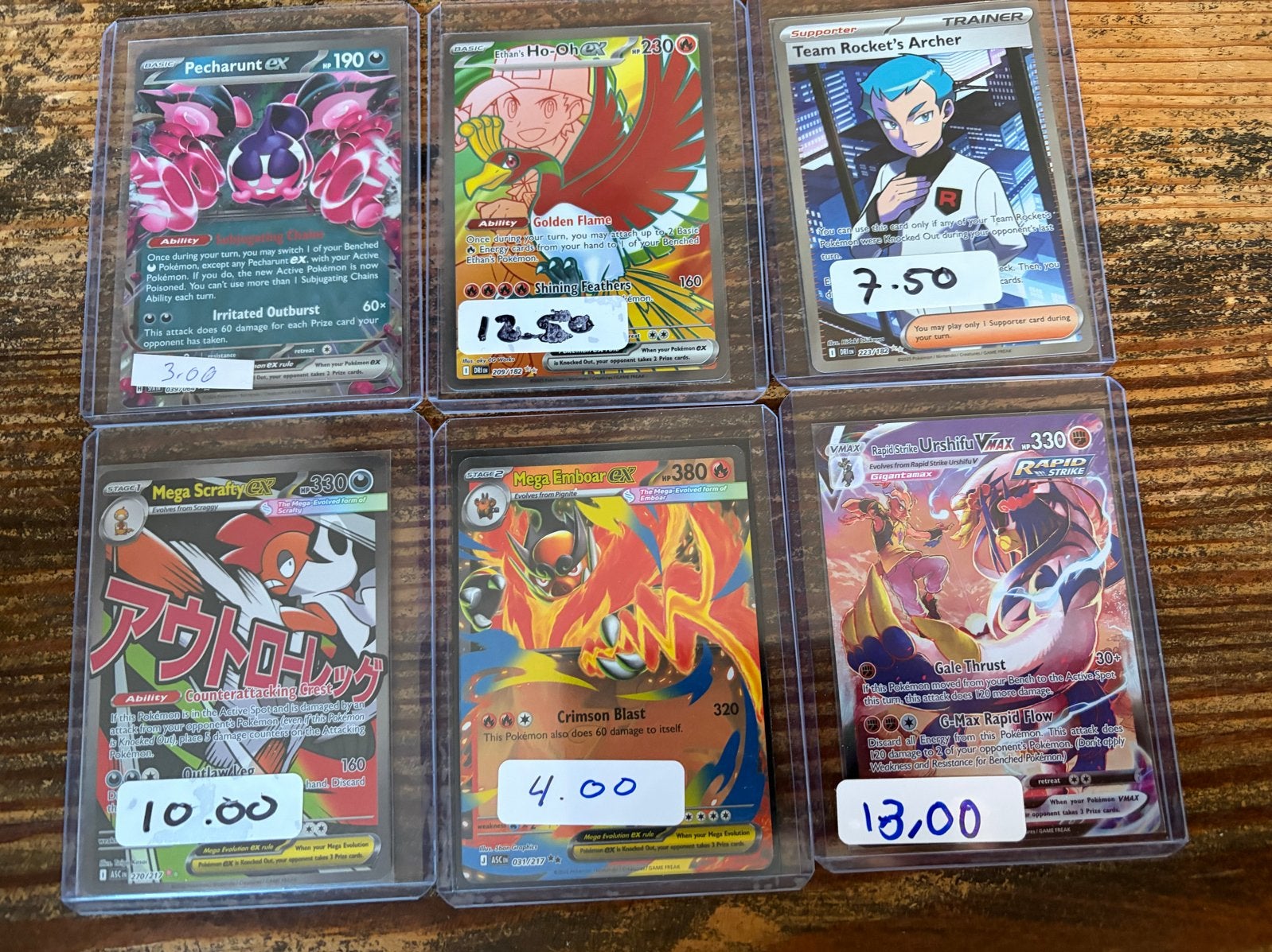 Pokémon Kaarten Collectie - Mega Scrafty, Urshifu VMAX, Ho-O, Ophalen of Verzenden, Gebruikt, Meerdere kaarten
