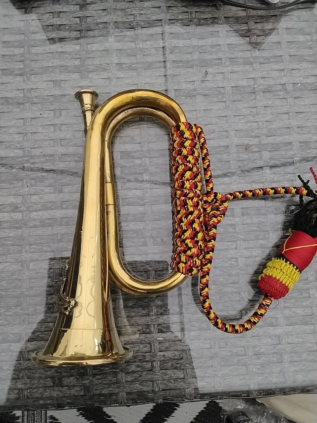 Vintage Koperen Klaroen met Belgische Kwast, Antiek en Kunst, Curiosa en Brocante, Ophalen of Verzenden