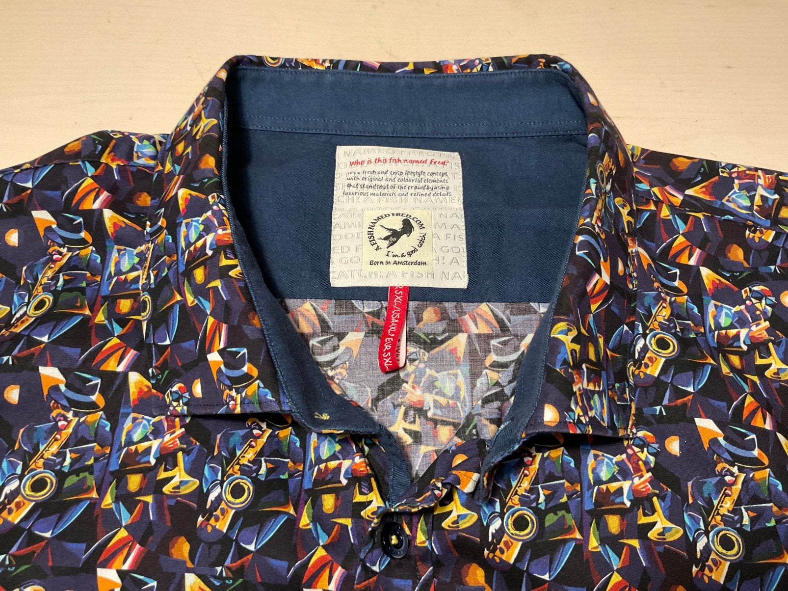 A Fish Named Fred maat 5XL zgan overhemd lange mouw, Kleding | Heren, Ophalen of Verzenden, Zo goed als nieuw, Meerkleurig, Overige halswijdtes