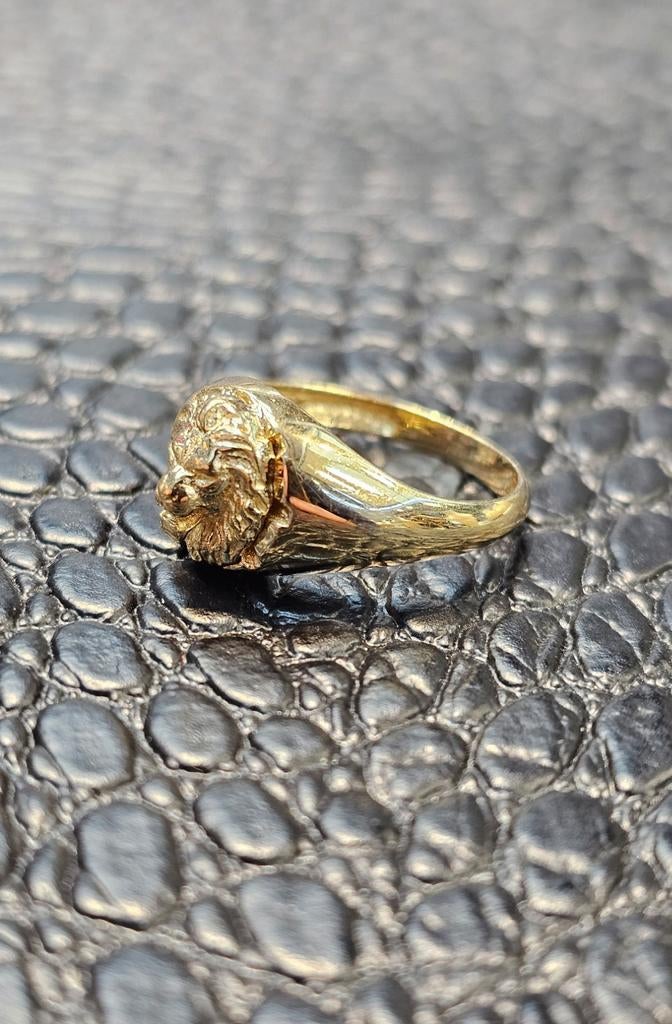 Mooie leeuw 14k gouden ring, Nieuw, Ophalen of Verzenden, Dame, Goud