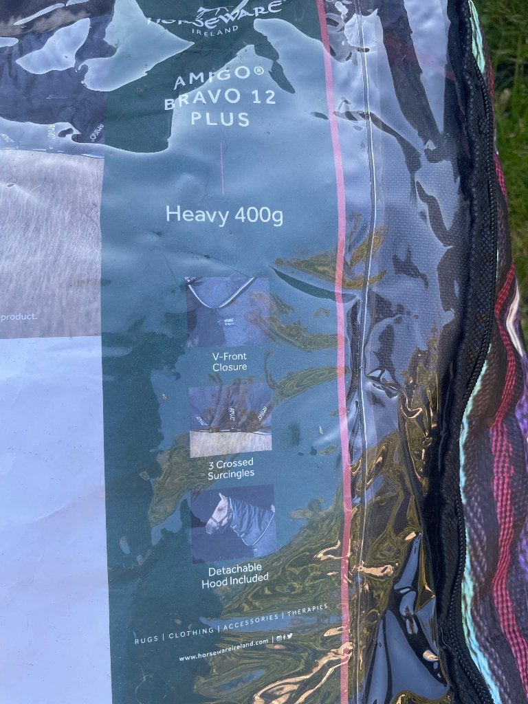 Horseware Amigo Bravo Heavy Plus 1200D 400 gram +hals 198cm, Gebruikt, 400 g, V-sluiting, Ophalen of Verzenden