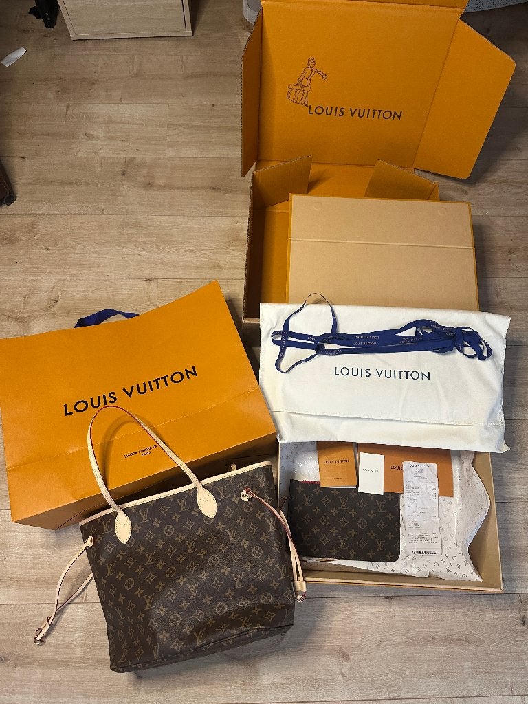 Louis vuitton Tas Neverfull mm, Ophalen of Verzenden, Zo goed als nieuw, Bruin, Handtas