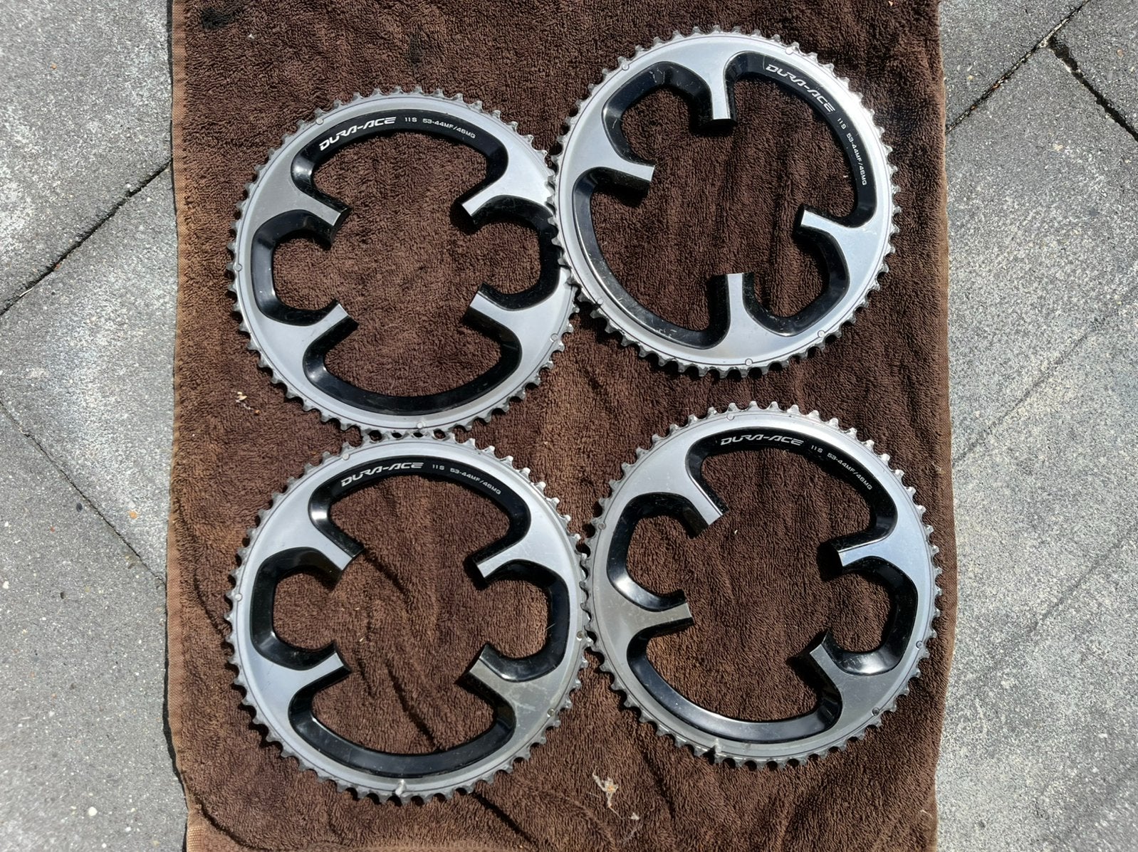 Partijtje 4stuks Shimano Dura-ace kettingbladen 9000 11speed, Crankstel of Pedalen, Ophalen of Verzenden, Zo goed als nieuw, Aluminium