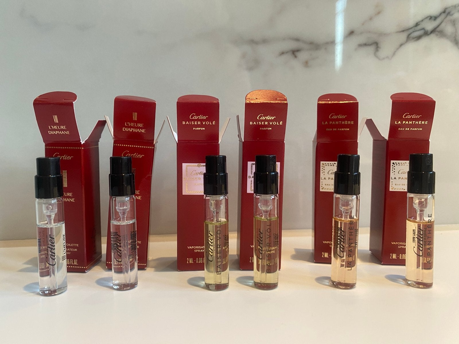 Cartier parfum samples 2ml - L'Heure Diaphane, Baiser Volé,, Ophalen of Verzenden, Nieuw