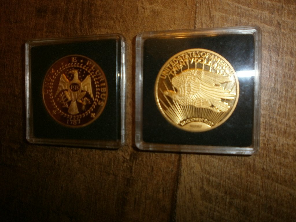 Gouden munten set - Koningin Beatrix en Amerikaanse adelaar, Ophalen of Verzenden, Koningin Beatrix, Overige waardes, Setje