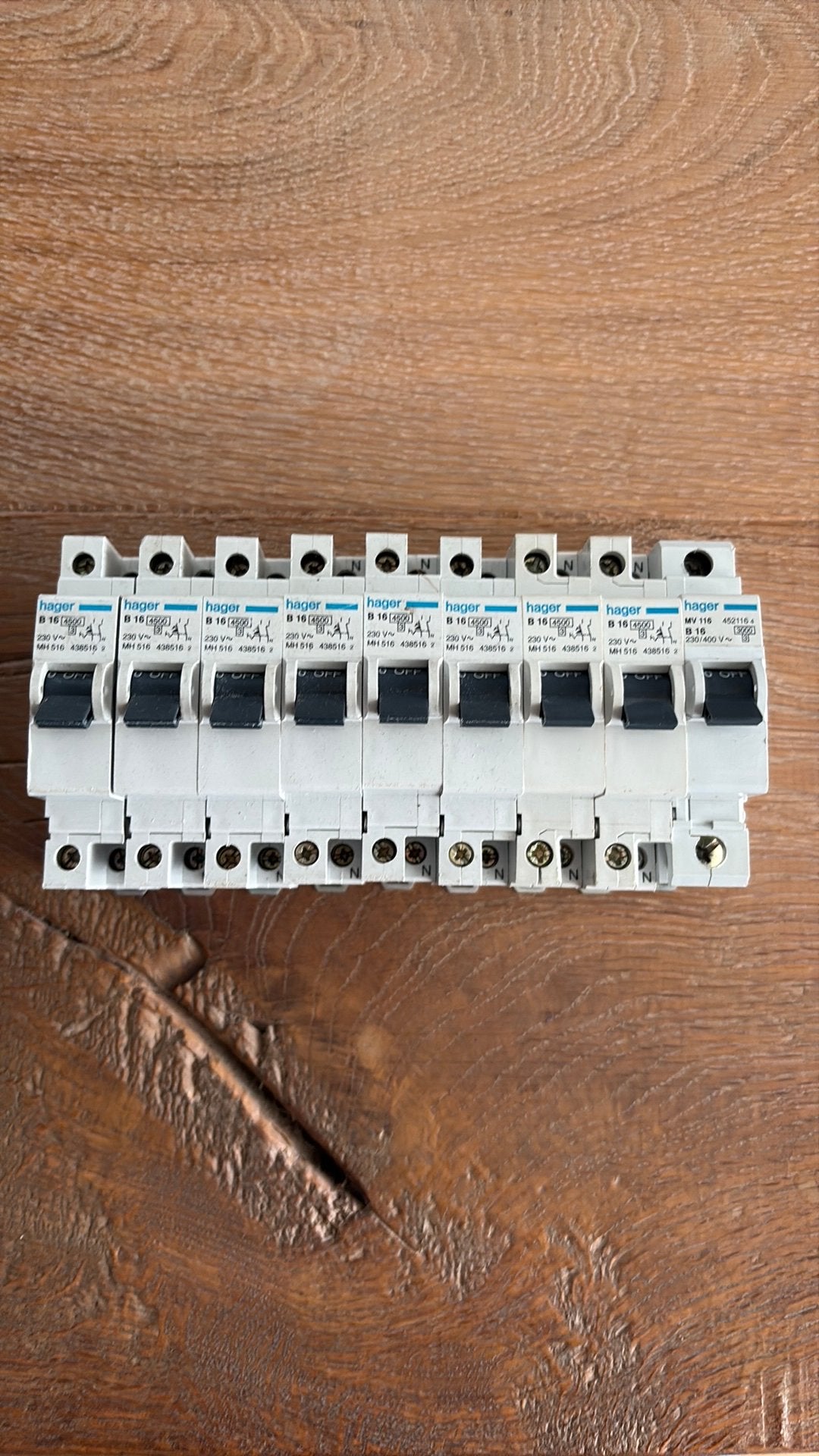 9 X Hager b16A automaat, Ophalen of Verzenden, Gebruikt