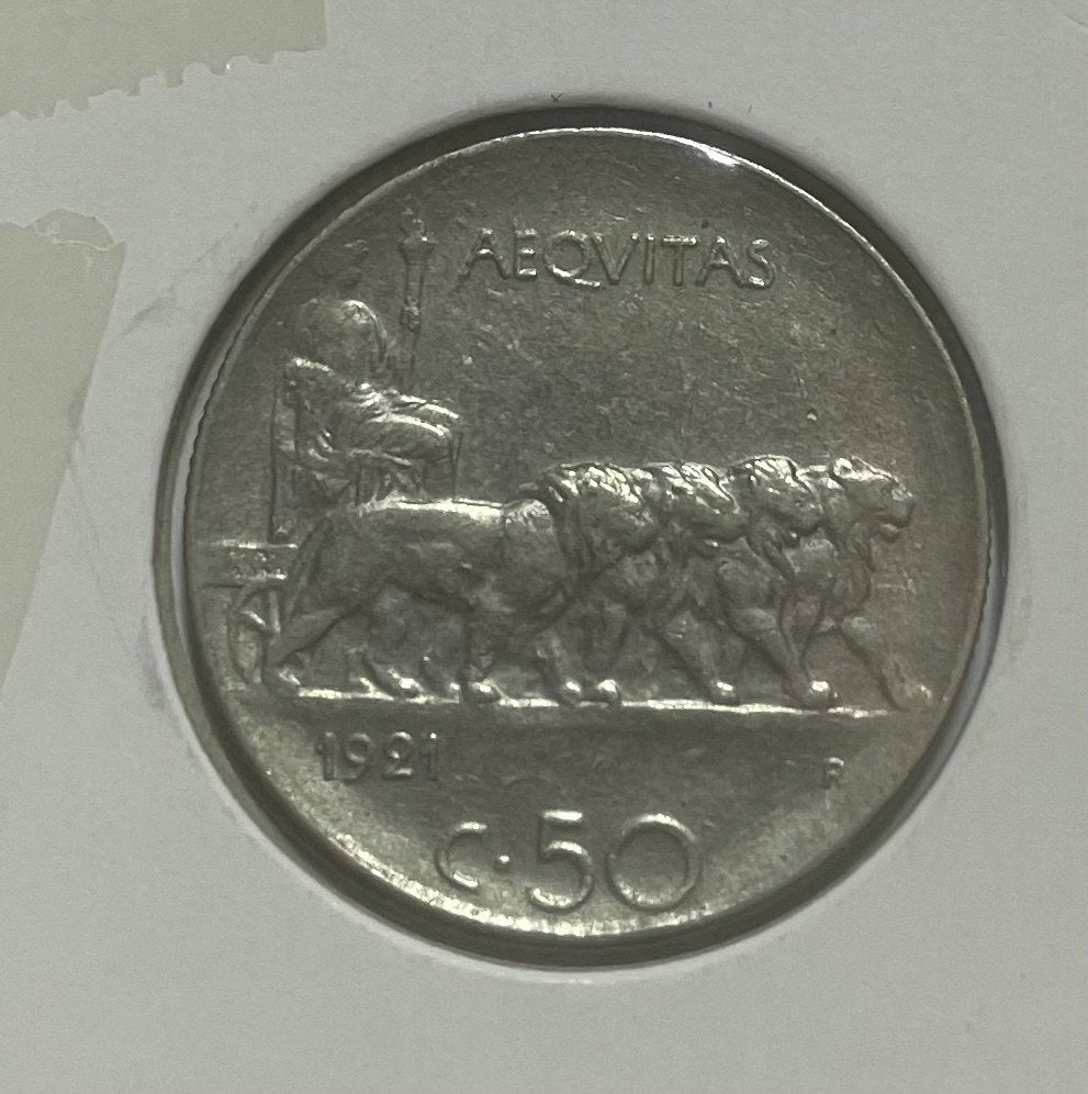 50 cent Italië 1921, Postzegels en Munten, Ophalen of Verzenden