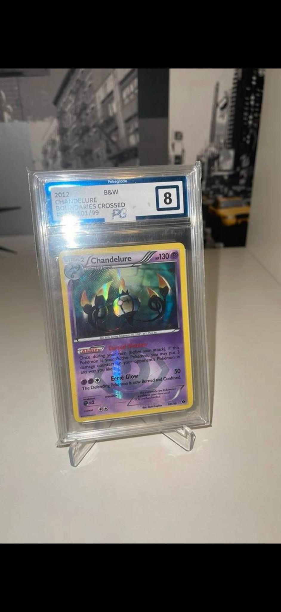 Chandelure Boundaries Crossed 101/99 B&W Pokegrade 8, Ophalen of Verzenden, Zo goed als nieuw, Losse kaart