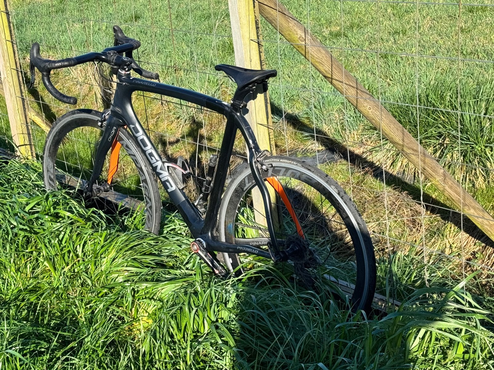 Originele Pinarello 65.1 igs in uniek matzwart/oranje, Gebruikt, Carbon, Heren, Meer dan 20 versnellingen