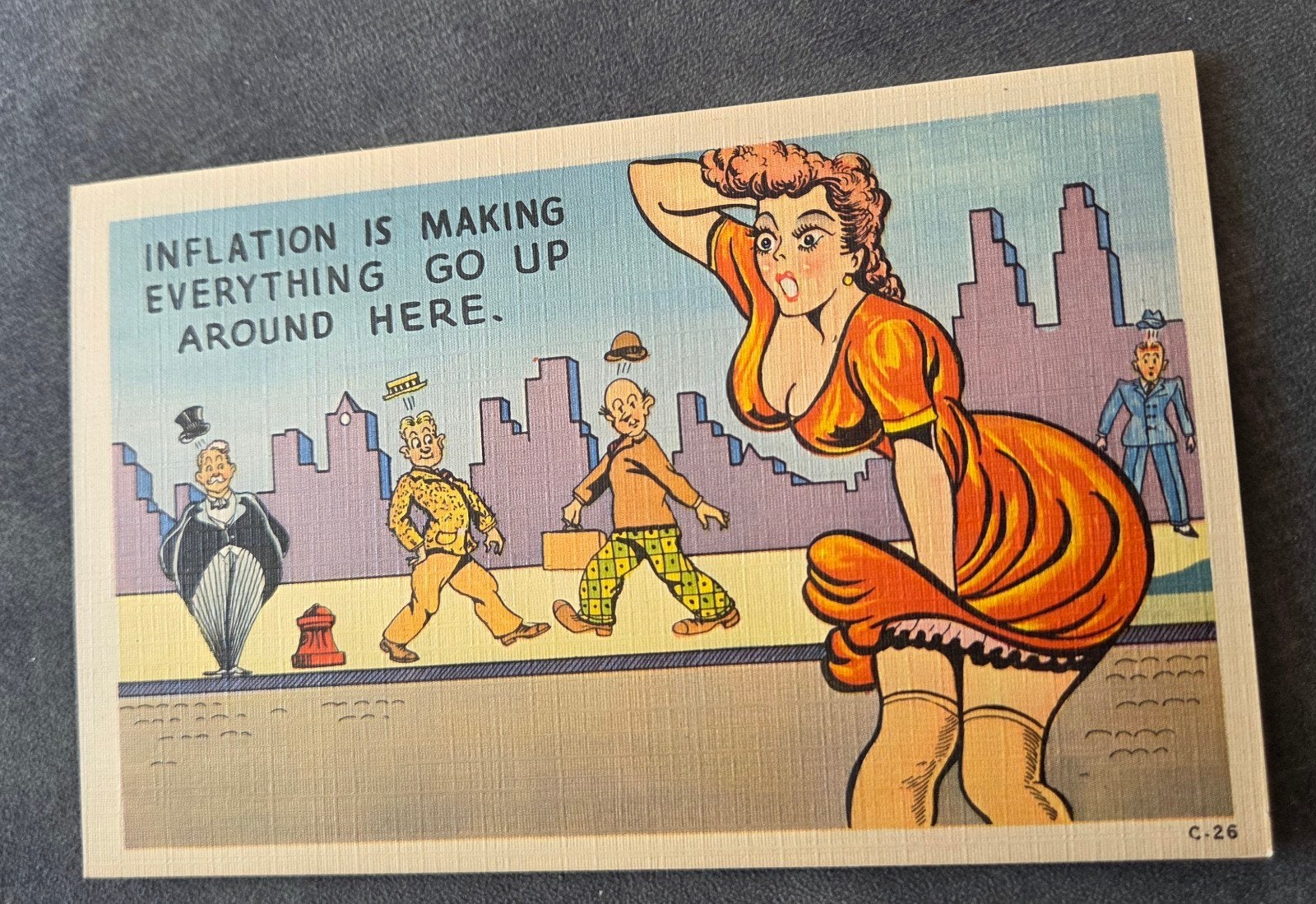 Rok sexy vrouw vliegt omhoog, Verzenden, 1940 tot 1960, Ongelopen, Overige thema's