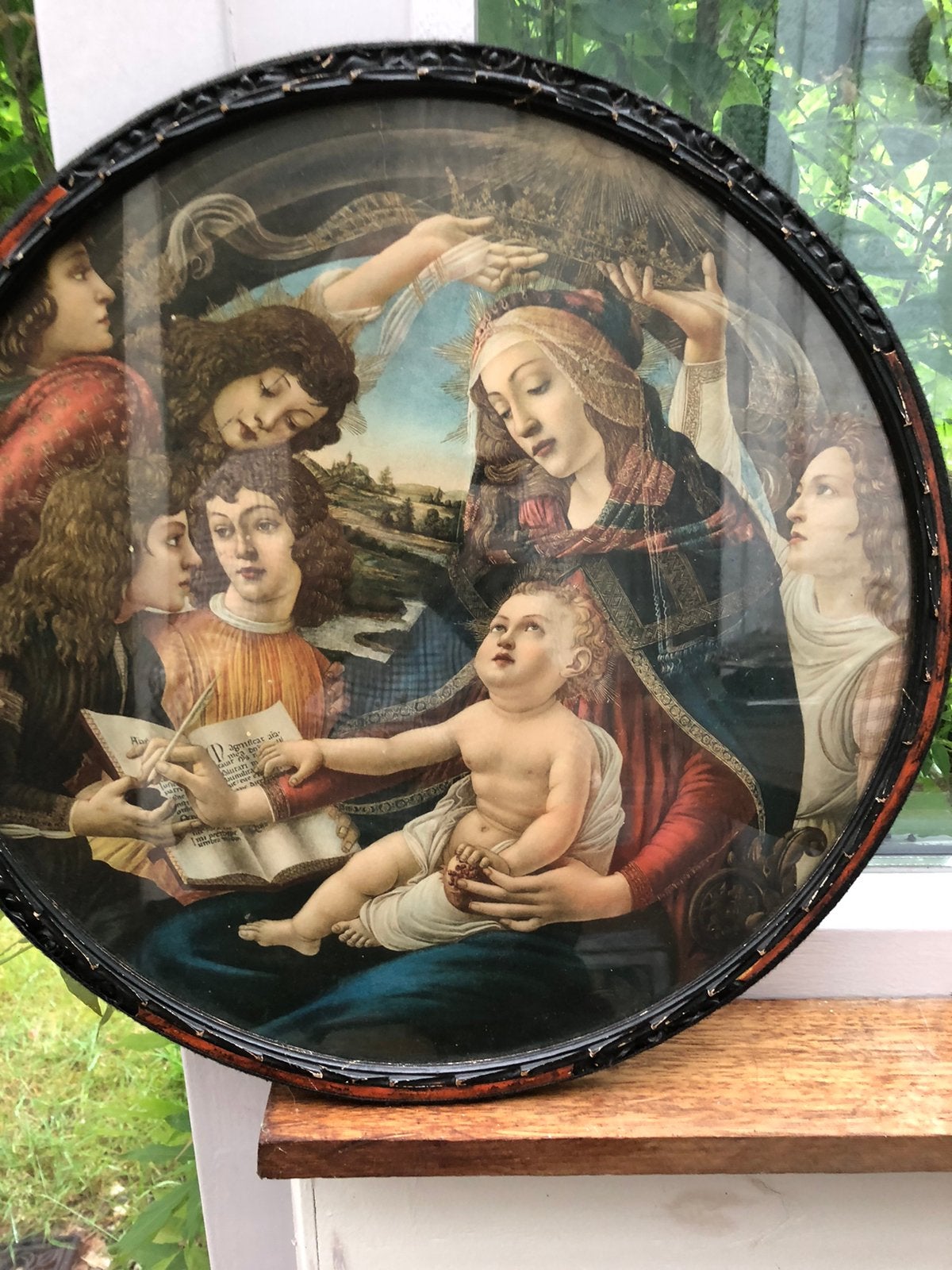 Oude  prent in houten lijst, Ophalen of Verzenden