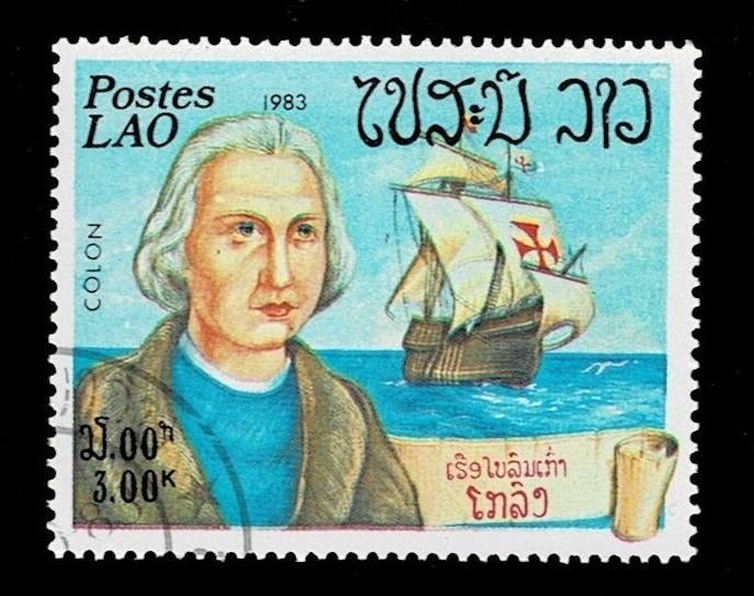 postzegel 501 Laos Zeevaarder en Zeilschip, Postzegels en Munten, Ophalen of Verzenden, Gestempeld, Zuidoost-Azië