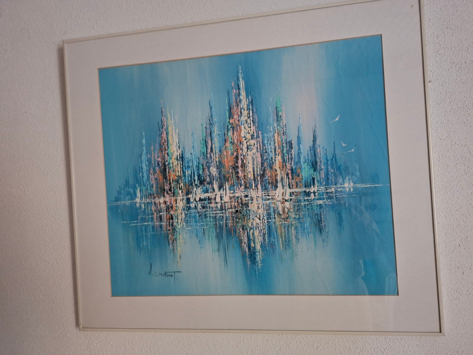 Schilderij abstract H. Durant Skyline Amerika ingelijst, Ophalen