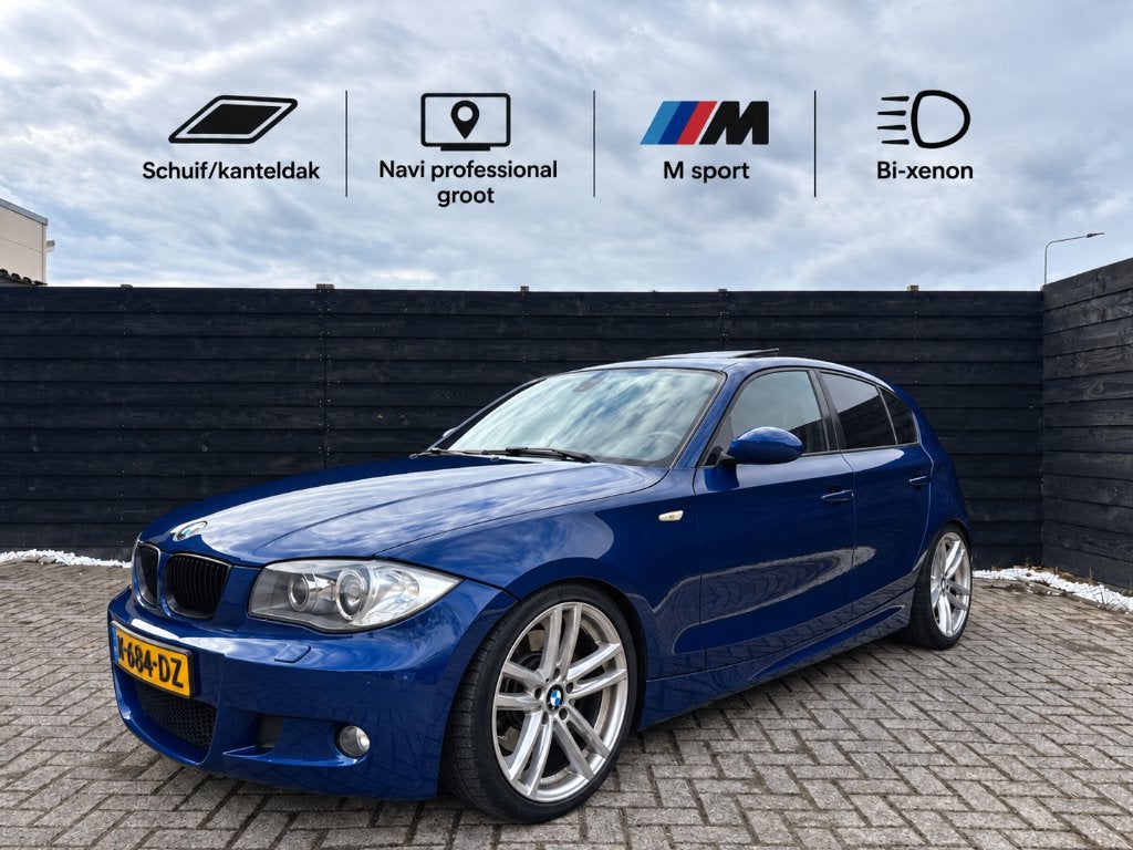BMW 130i E87 1-serie 130 i, Achterwielaandrijving, Zwart, Blauw, Leder en Stof