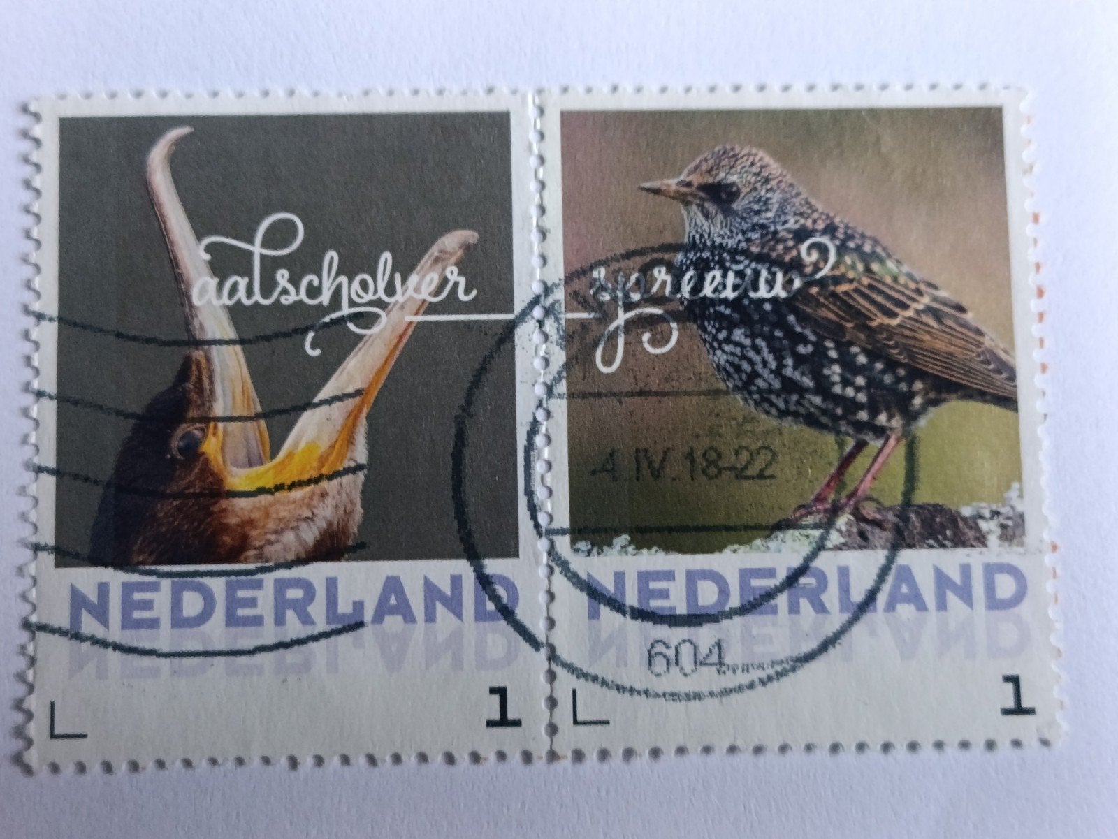 Persoonlijke postzegels: Aalscholver en Spreeuw, Ophalen of Verzenden, Na 1940, Gestempeld