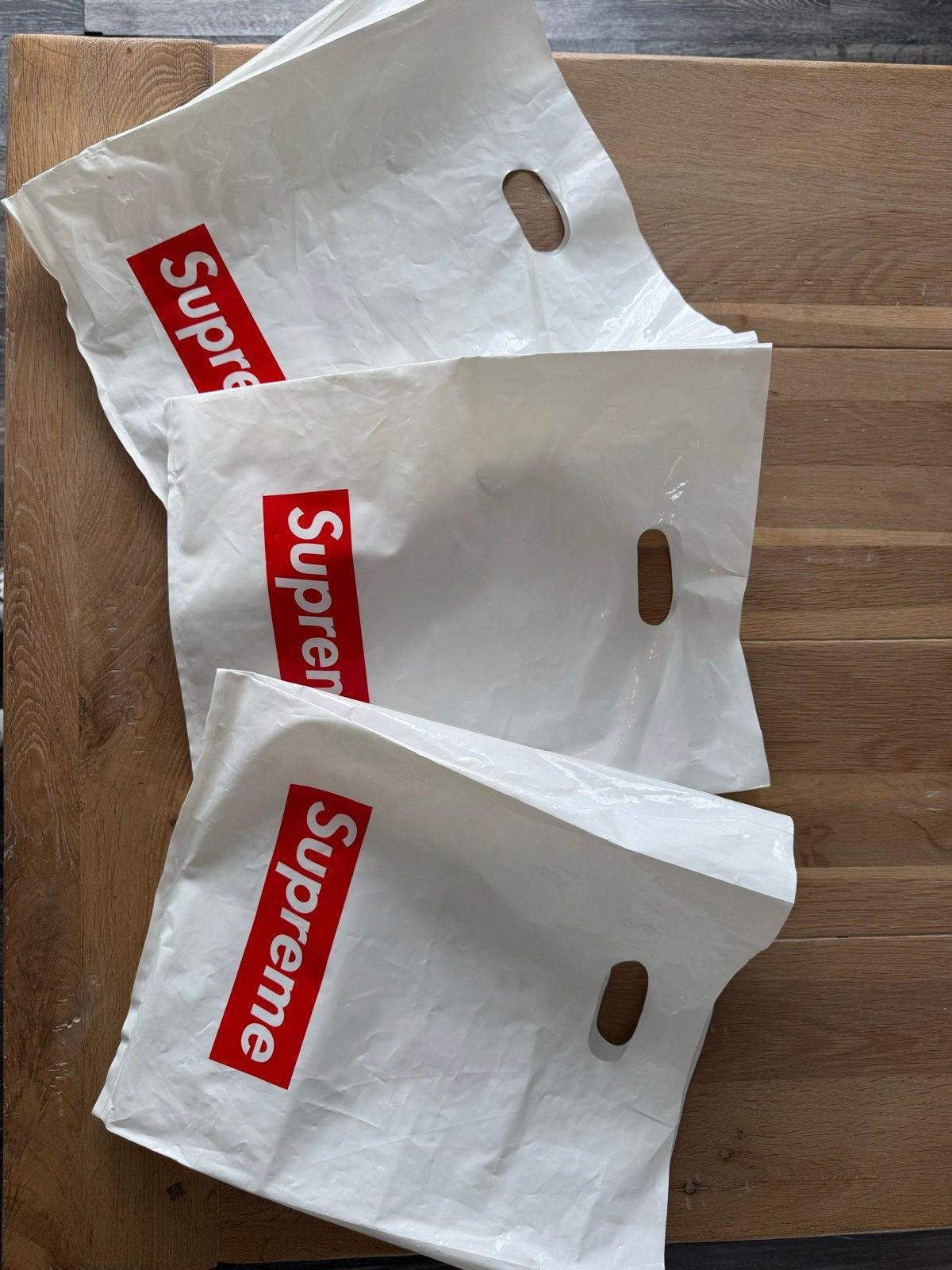 Supreme plastic tas 3x, Ophalen, Gebruikt