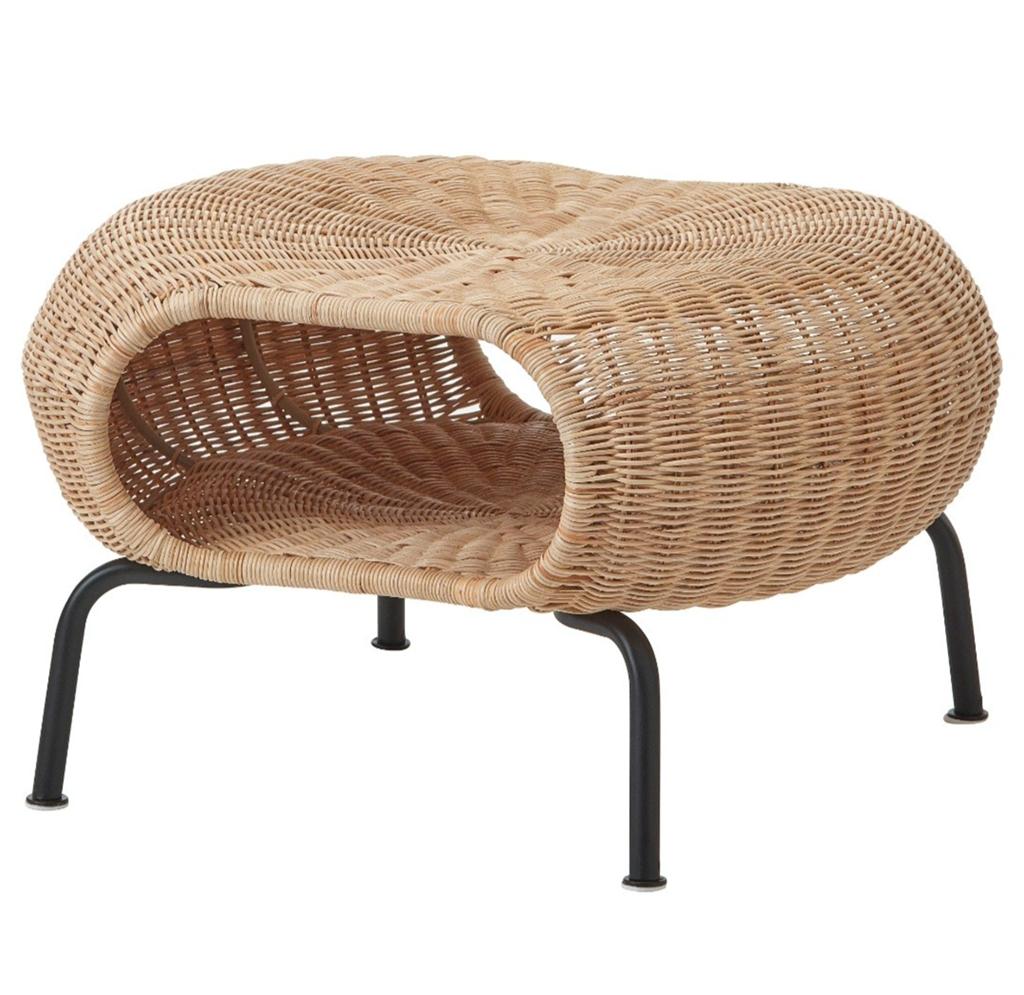 Rotan voetenbank / poef met opbergruimte Gamlehult Ikea, Huis en Inrichting, Ophalen, Minder dan 50 cm, Rond, Minder dan 50 cm