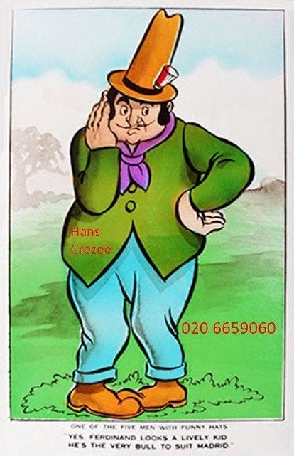 gezocht oud ansichtkaart Valentine Disney Ferdinand de stier, Ophalen of Verzenden, 1920 tot 1940, Overige thema's