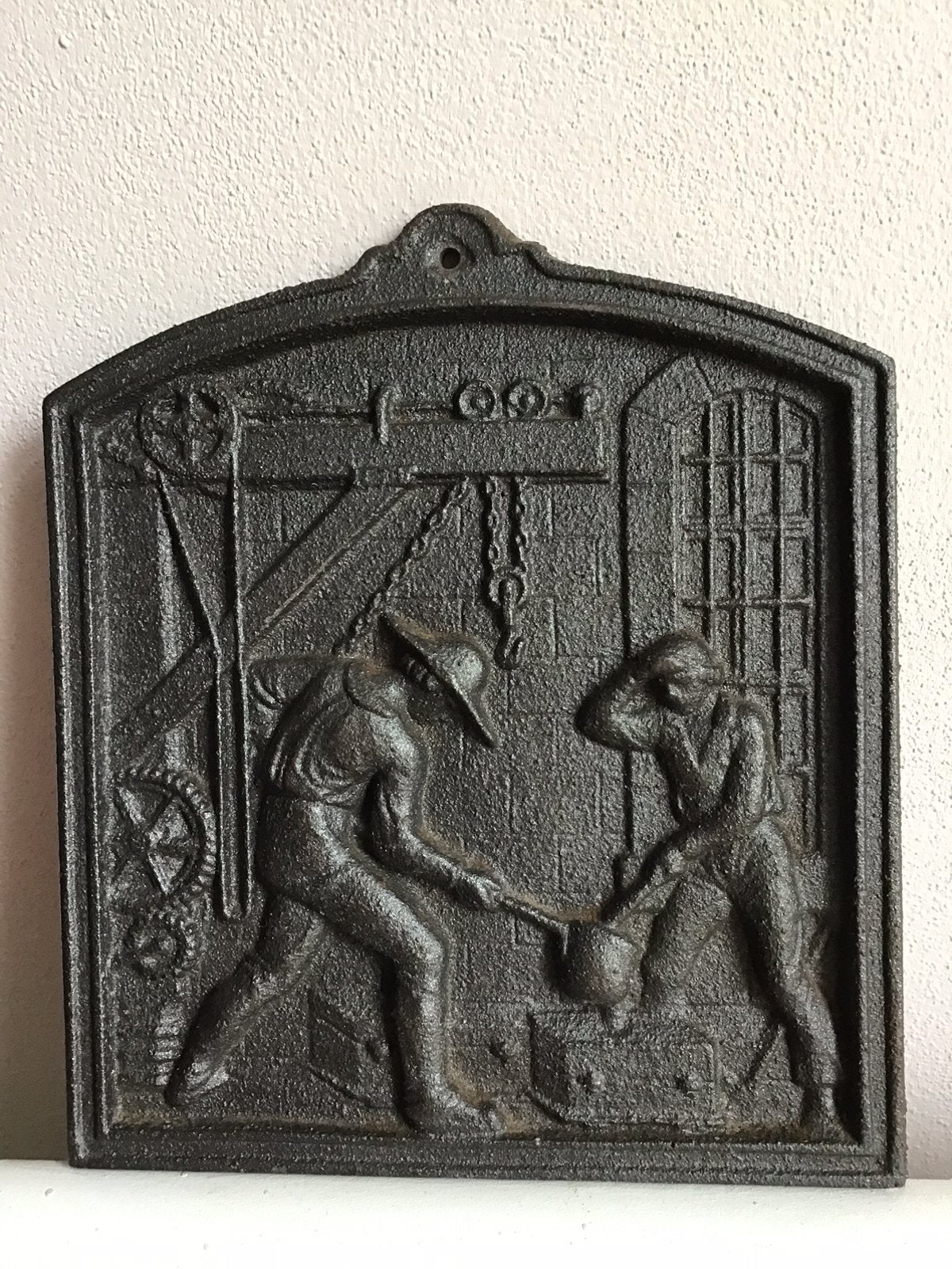 Gietijzeren plaquette 15 x 13,5 cm, Antiek en Kunst, Ophalen of Verzenden