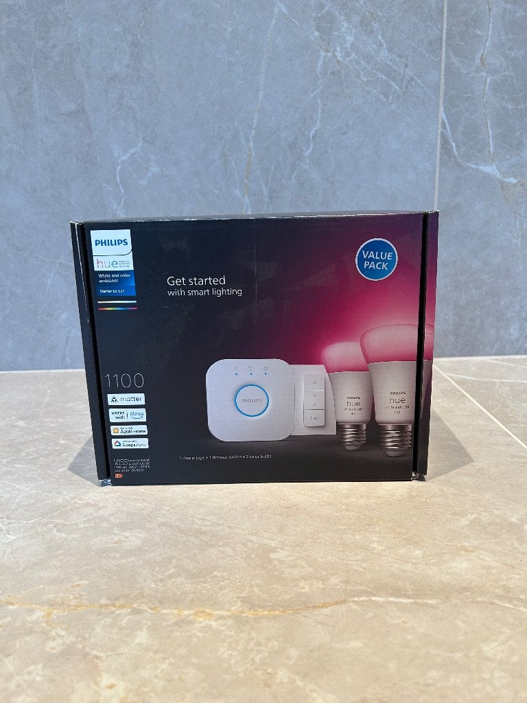 Philips Hue Starter kit E27 1100lm 2-pack, Huis en Inrichting, Lampen | Losse lampen, Led-lamp, Bedienbaar via app, Nieuw, 10 tot 30 watt