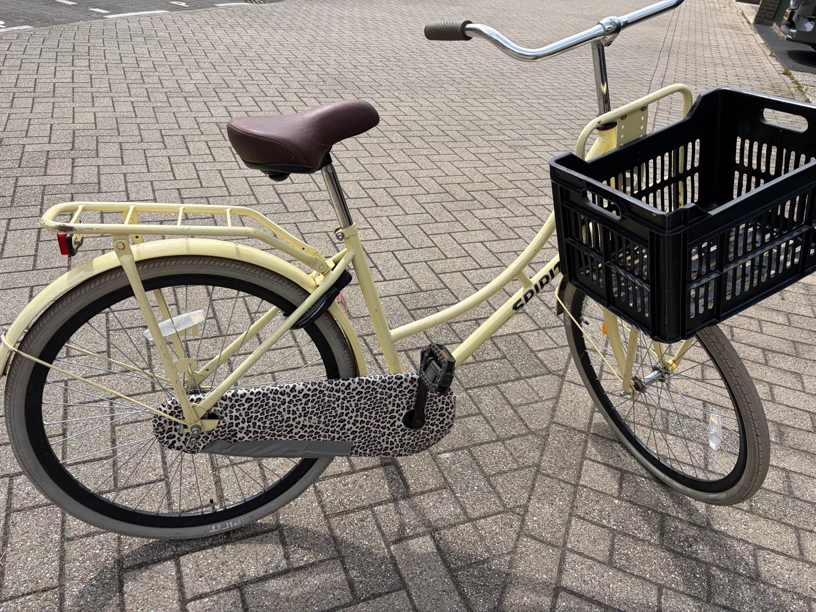 Spirit transportfiets met mandje en luipaardkettingkast, Terugtraprem, 47 tot 50 cm, Ophalen, Overige merken