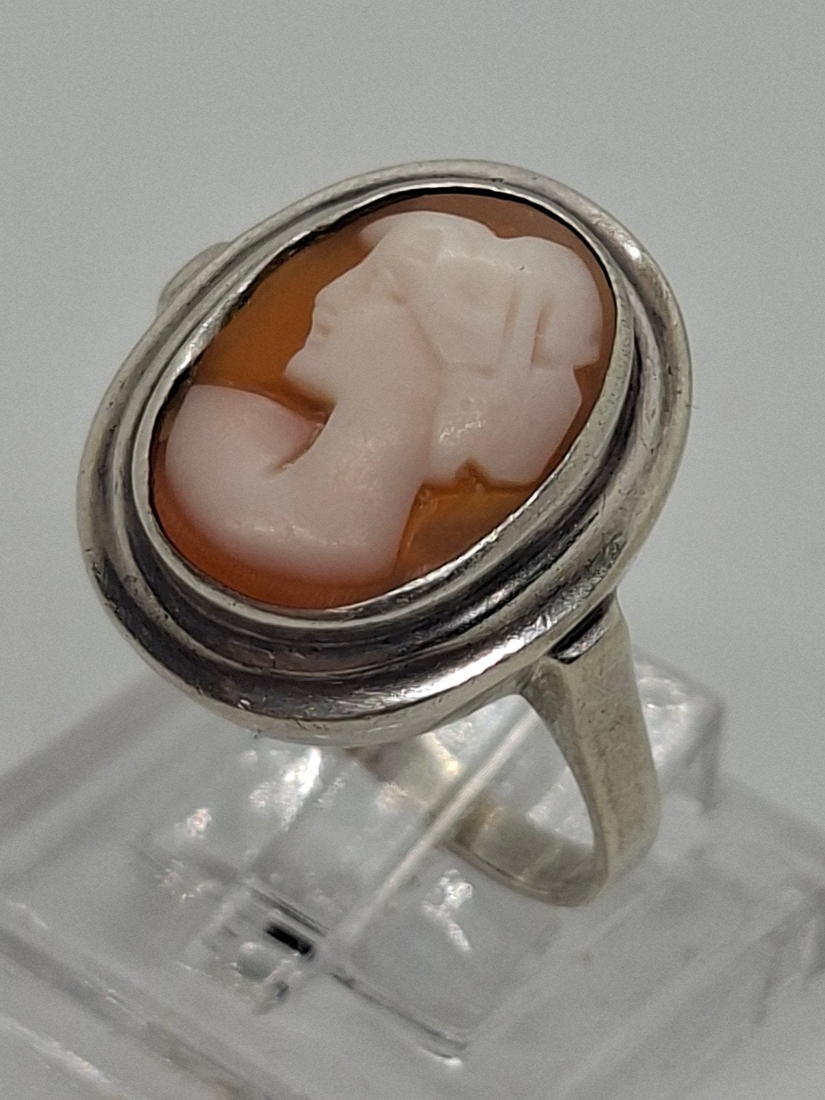 Zilveren Vintage Camee Ring - Gestempeld 800 - Maat 60, 19 tot 20, Ophalen of Verzenden, Dame, Zilver