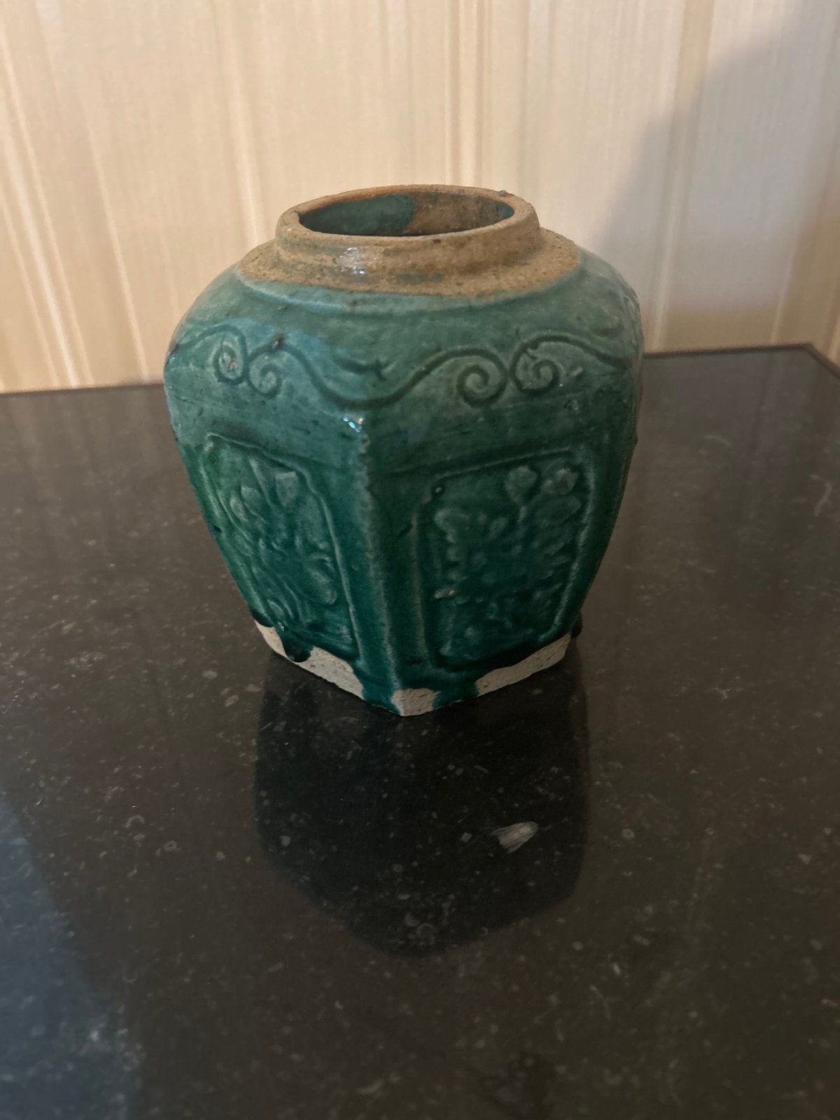 Antieke Chinese gemberpot, groen geglazuurd, Ophalen