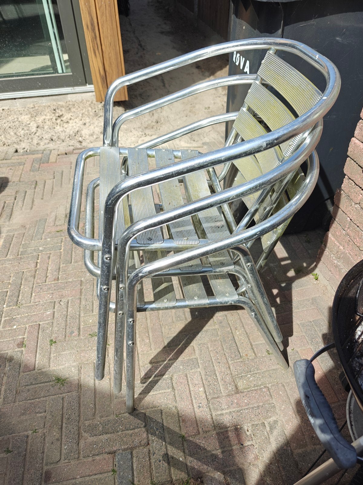 Set van 3 Franse terrasstoelen - Aluminium, Ophalen, Gebruikt, Aluminium, Stapelbaar