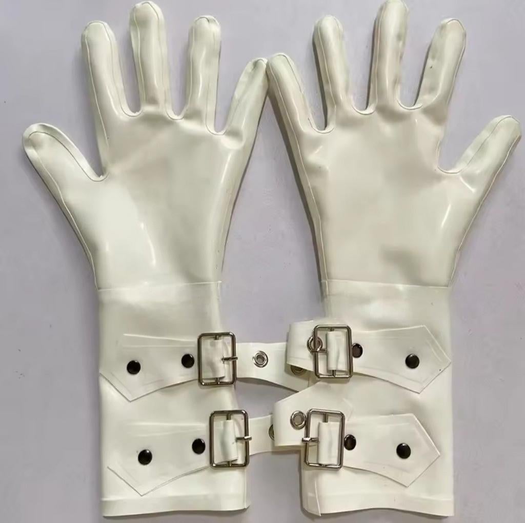 Mooie latex handschoenen met riempjes, tm L, Verzenden, Nieuw, Handschoenen