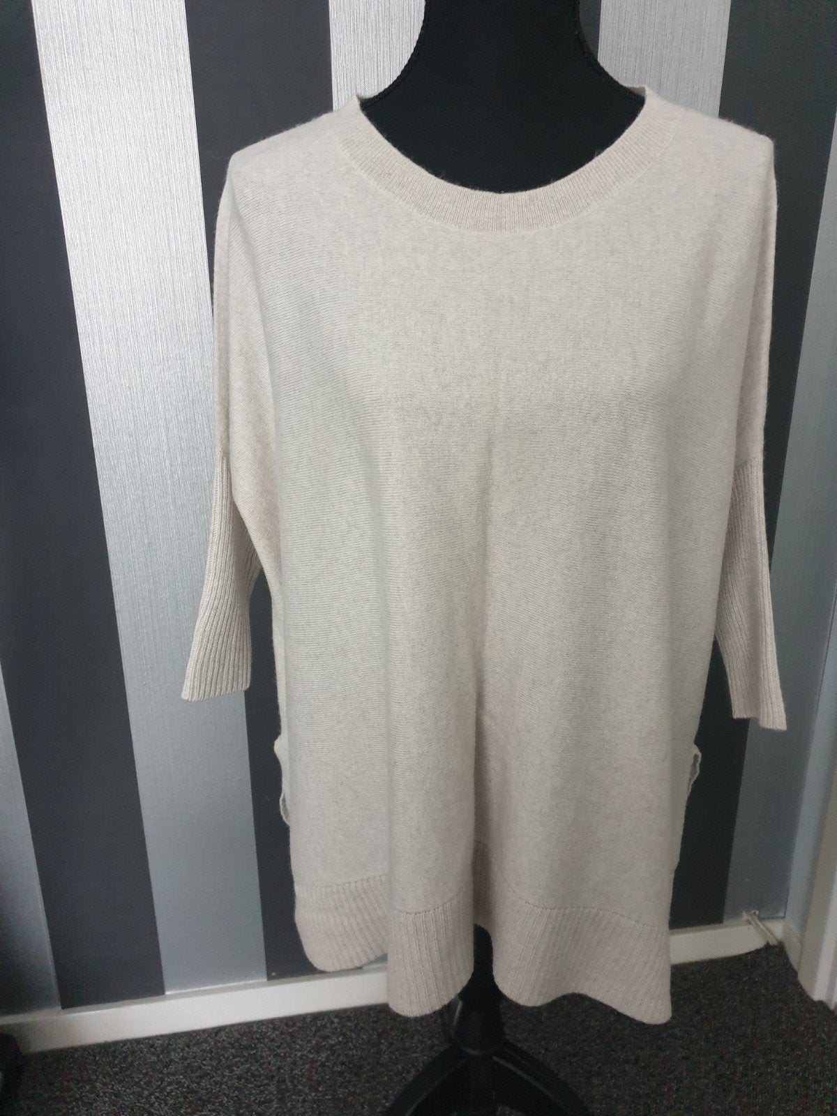 Repeat lichtbeige wol / cashmere ponchotrui maat 40, Verzenden, Beige, Zo goed als nieuw, Maat 38/40 (M)