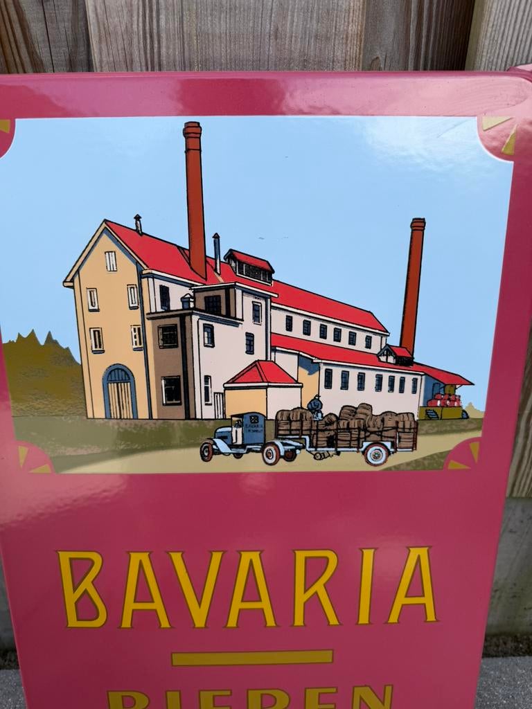 Bavaria Bieren emaille reclamebord, Verzamelen, Merken en Reclamevoorwerpen, Reclamebord, I, Ophalen of Verzenden, Zo goed als nieuw