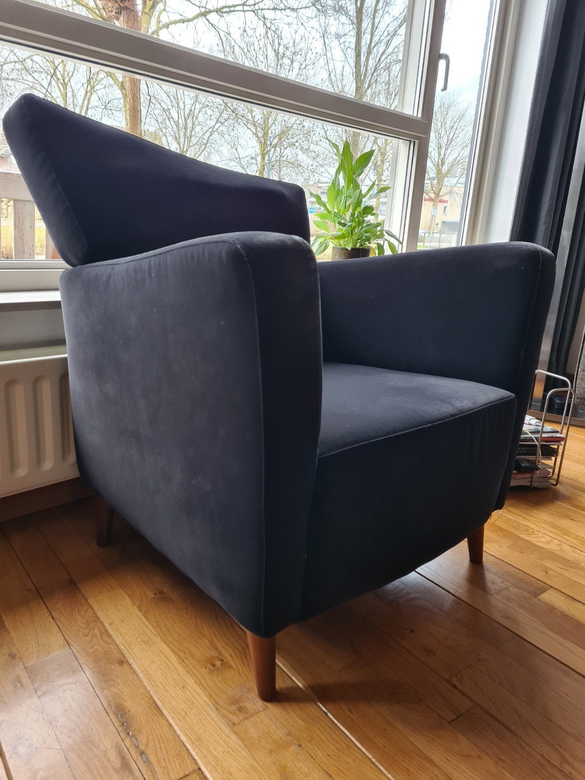 6 Eethoekstoelen en 1 Fauteuil - Donkergrijs/Zwart, Huis en Inrichting, Ophalen