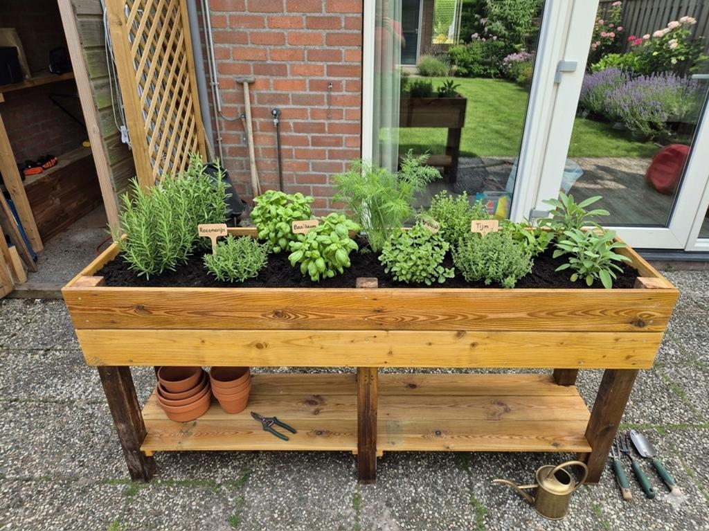 Handgemaakte Houten Kweektafel / Kruidenbak op Poten
Grenen, Ophalen, Balkon, Nieuw, Rechthoekig