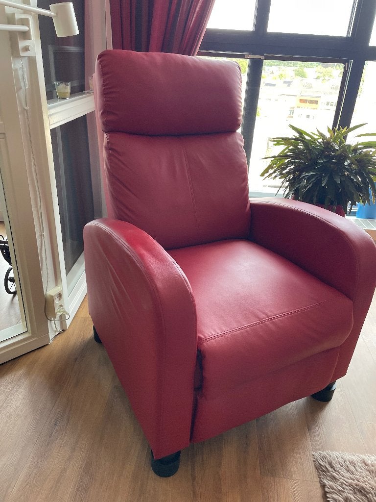 RELAX STOEL, bordeau rood, Ophalen, Overige materialen, 75 tot 100 cm, Zo goed als nieuw