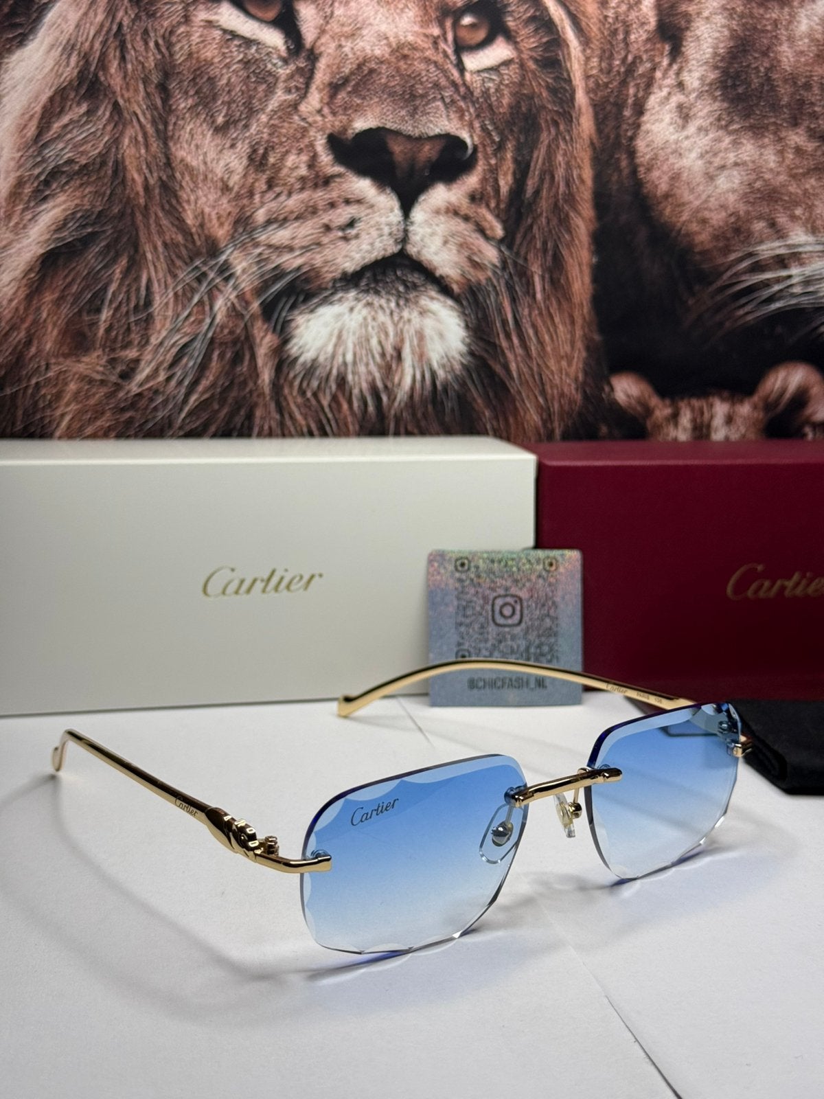 Cartier Diamond cut Panter bril blauw, Ophalen of Verzenden, Zo goed als nieuw, Ray-Ban