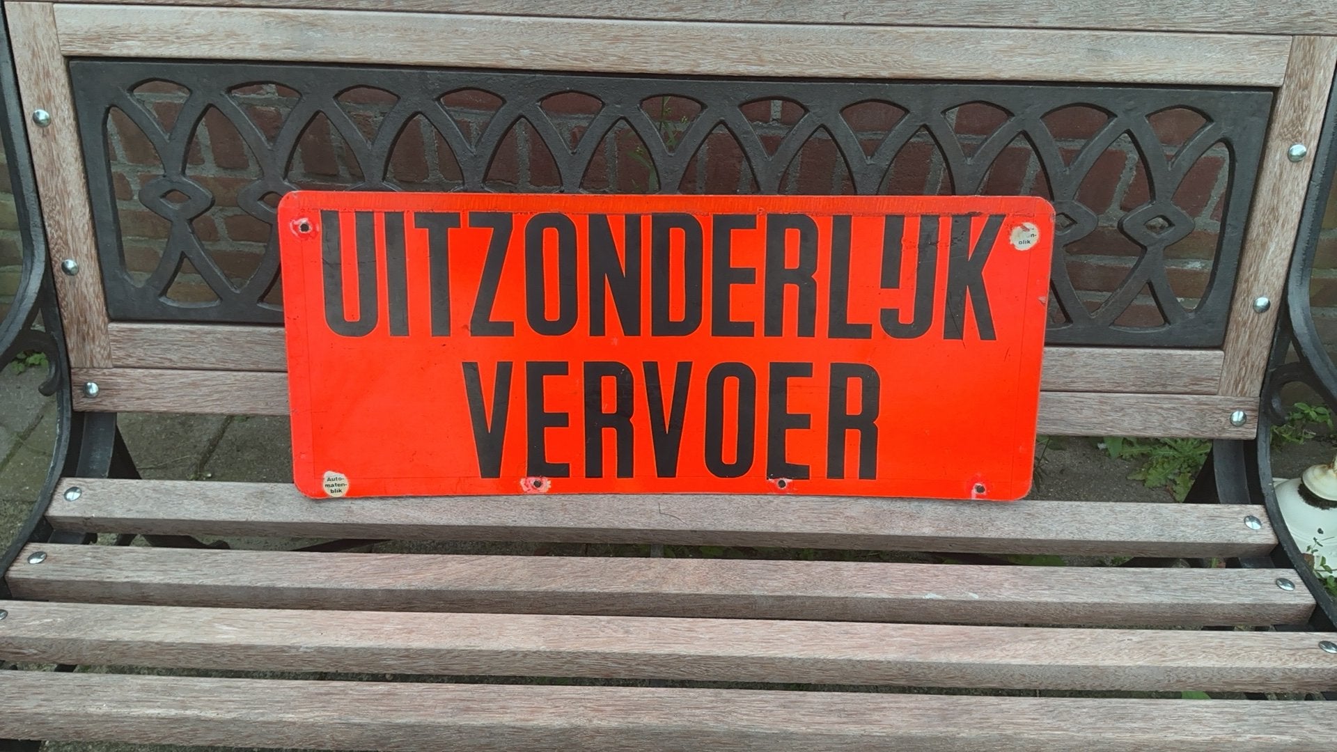 Bord aluminium - convoi exceptionnel - uitzonderlijk vervoer, Ophalen of Verzenden, Gebruikt